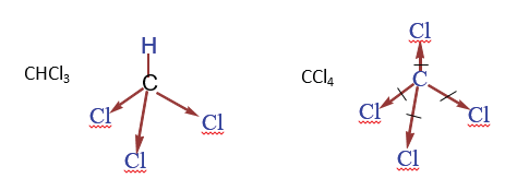 Explain why carbon tetrachloride molecules are not polar while carbon ...